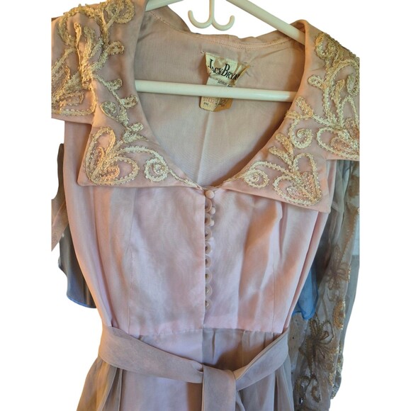 Jacket Bryan Vintage 1960s Flowy Chiffon Party Dress Maxi Dress Pink Sz 6/8 - Picture 3 of 6